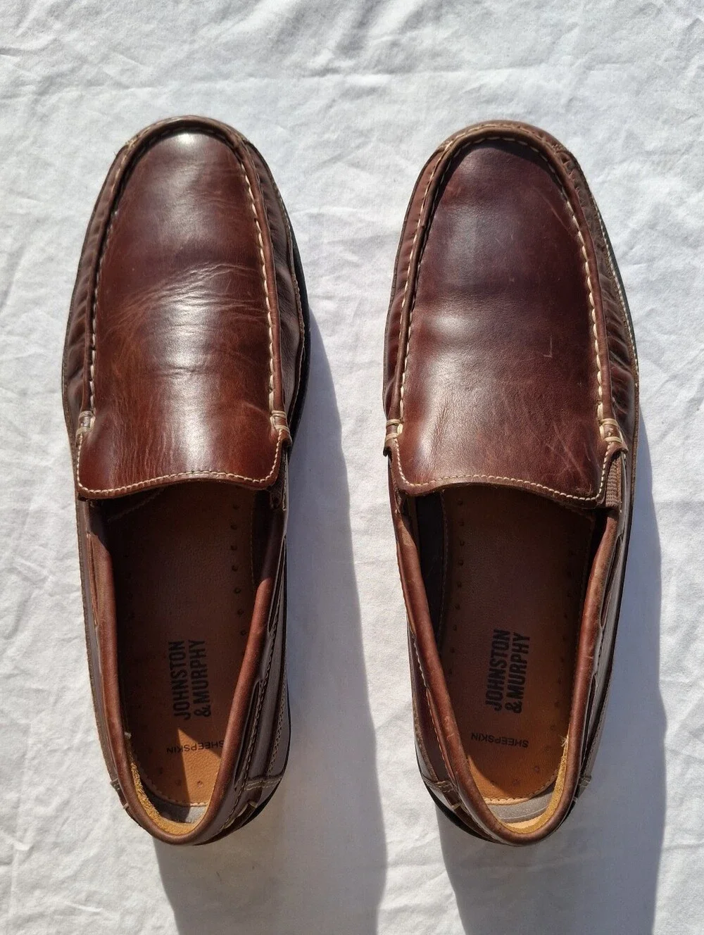 Johnston & Murphy Fowler Venetian Driving Loafers In Oiled Mahogany Leather 9.5